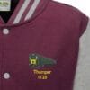 1125 Burgundy and Heather Grey Varsity Jacket