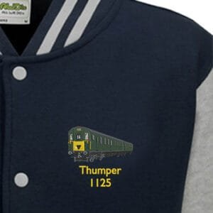 1125 Navy Blue and Heather Grey Varsity Jacket
