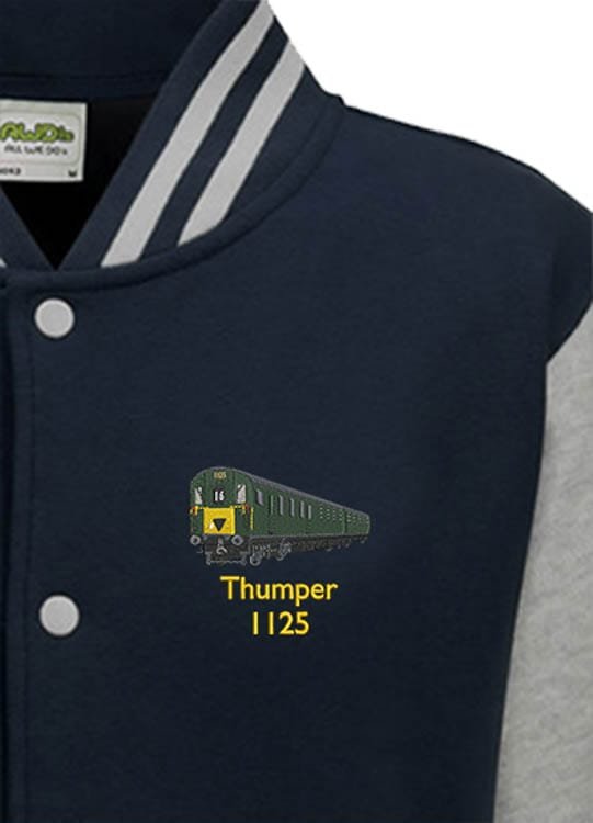 1125 Navy Blue and Heather Grey Varsity Jacket
