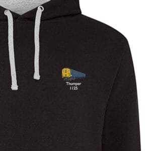 1125 Retro Black and Heather hoodie