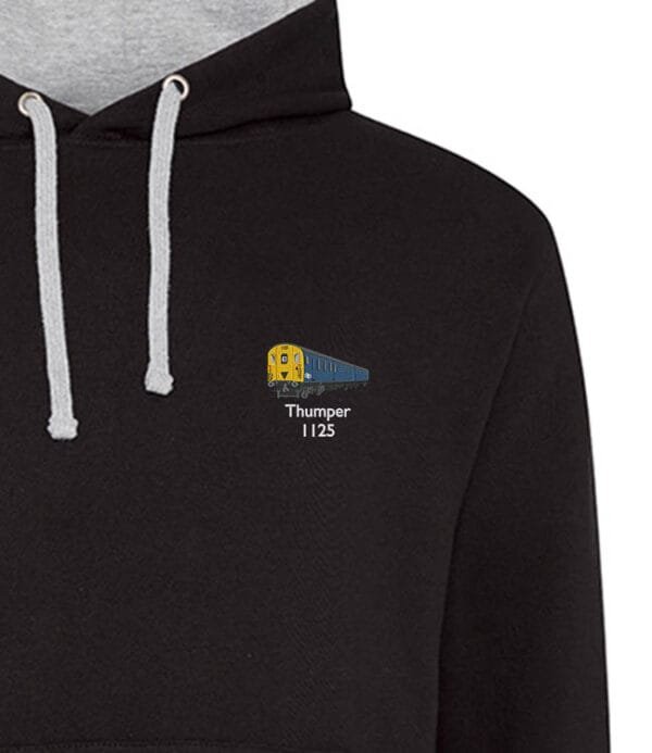 1125 Retro Black and Heather hoodie