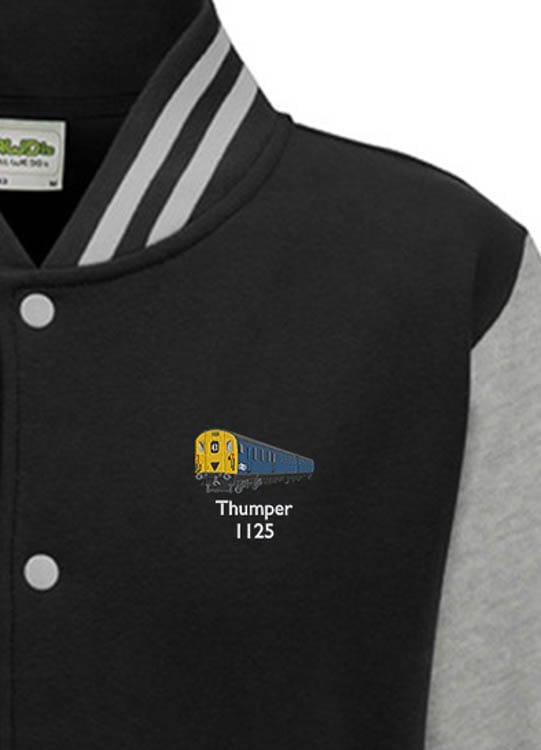 1125 Retro Black grey Varsity Jacket