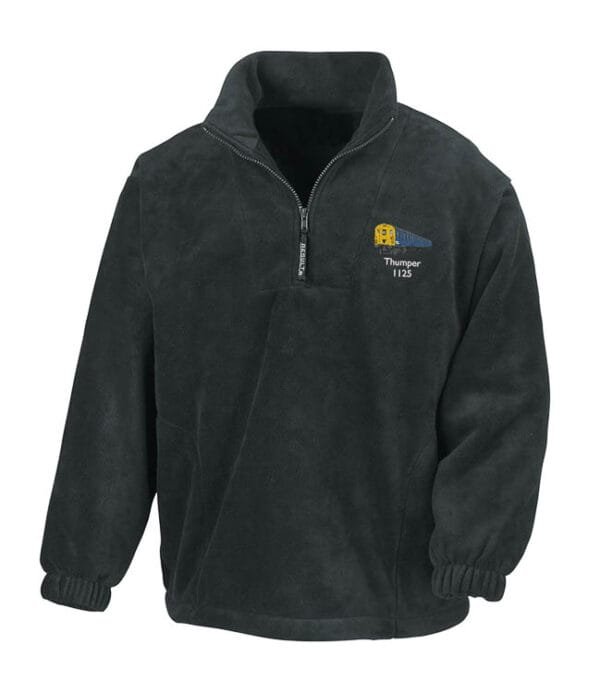 1125 Retro Black Zip Neck Fleece