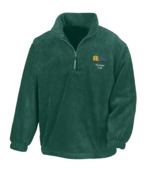 1125 Retro Forest Green Zip Neck Fleece