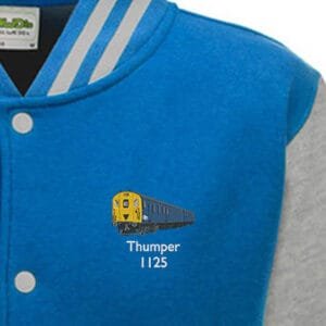 1125 Retro Sapphire Blue and Grey Varsity Jacket
