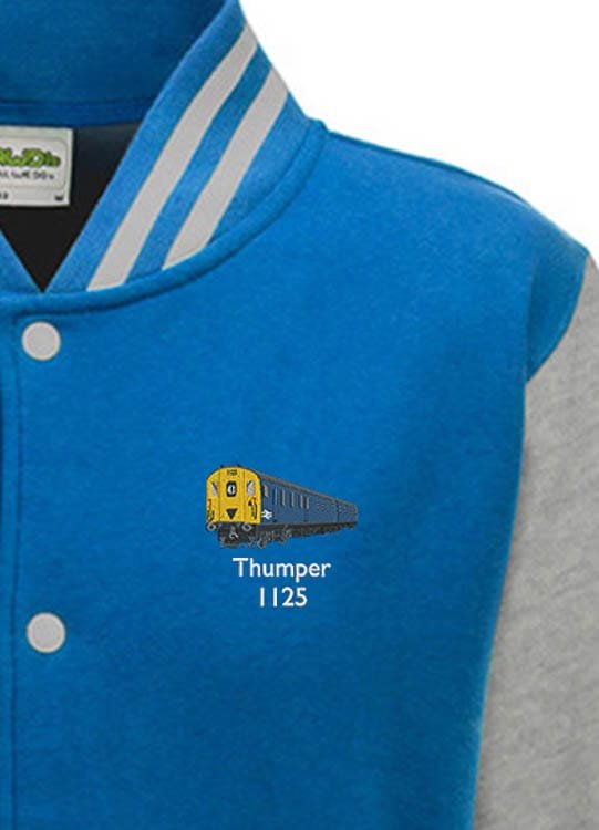 1125 Retro Sapphire Blue and Grey Varsity Jacket