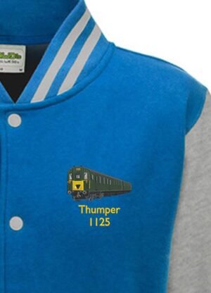 1125 Sapphire Blue and Heather Grey Varsity Jacket
