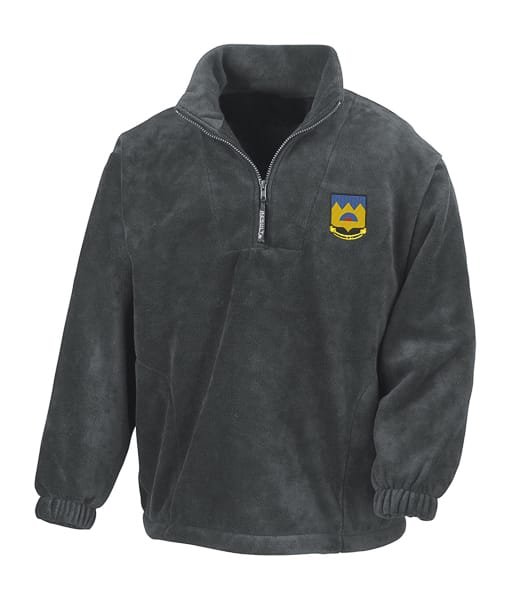 306 BG Abundance of Strength Grey Zip Neck Fleece 50027 retro BR large logo Zip Neck Fleece