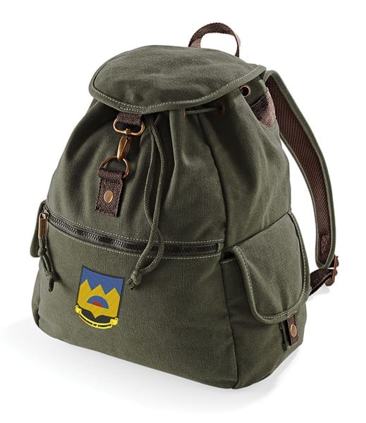 Abundance of Strength Embroidered Vintage Canvas Rucksack