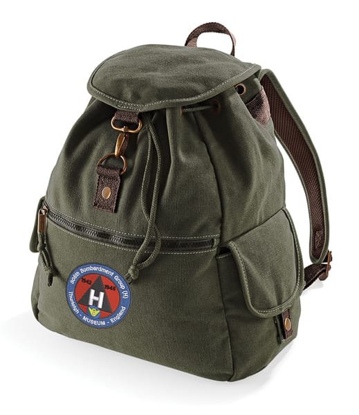 306th Bomb Group Museum Logo Embroidered Vintage Canvas Rucksack