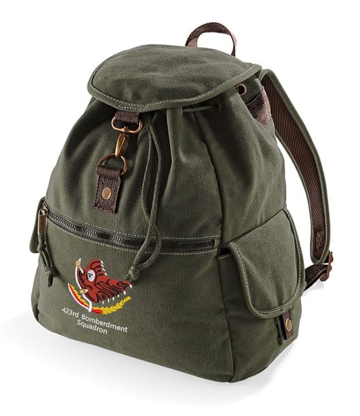423rd Bomb Squad Embroidered Vintage Canvas Rucksack