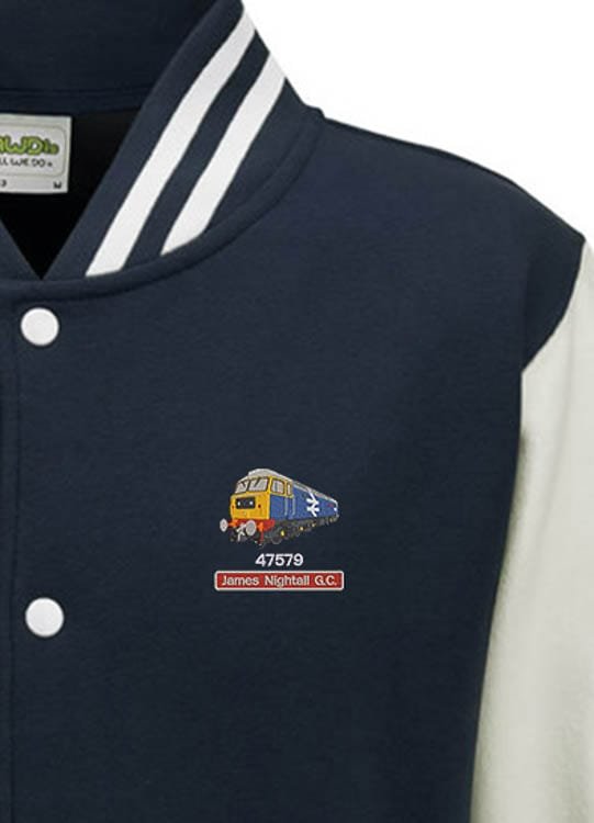 47579 Navy Blue and White Varsity Jacket