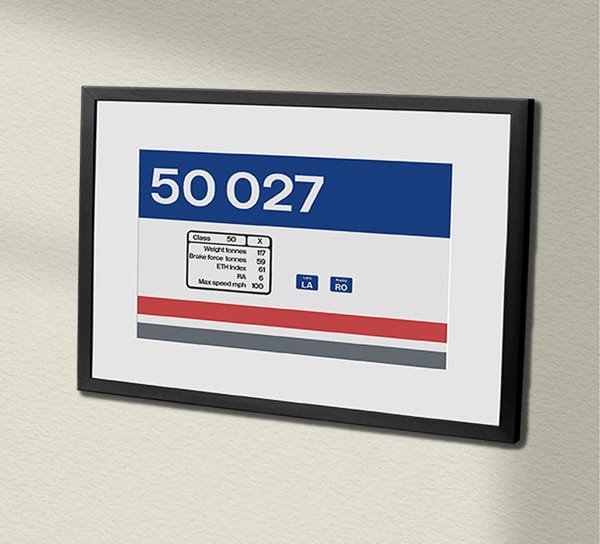 50027 NSE Revised Clear 50027 Group Framed Data Panel D8059 Replica Locomotive Data Panels