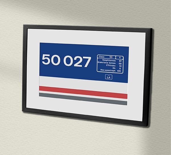 Framed 50027 Replica Locomotive Data Panels