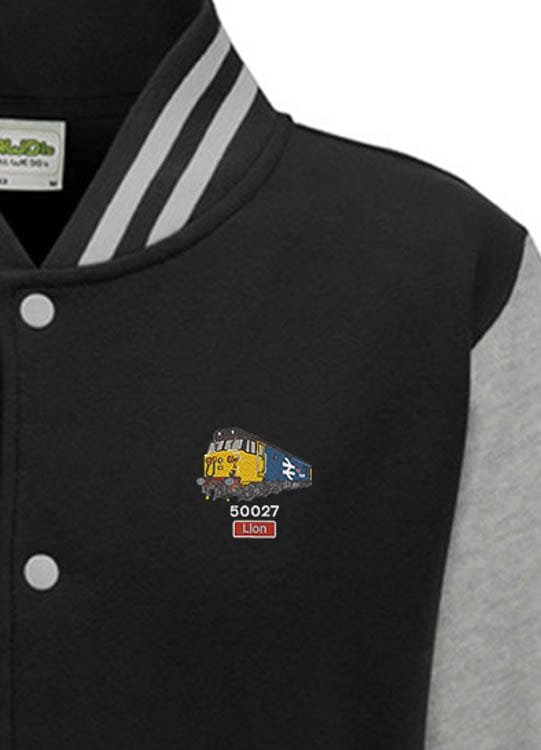 50027 Retro Black grey Varsity Jacket