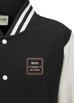80150 black white Varsity Jacket
