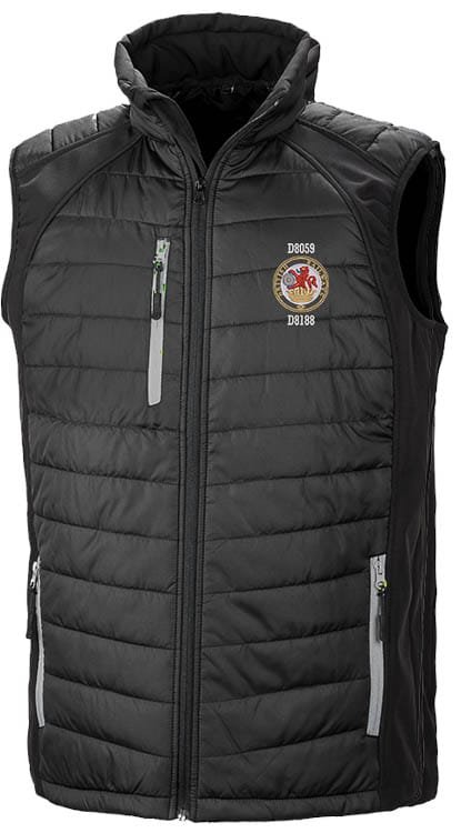 Class 20 Lion and Wheel Black Grey Body Warmer
