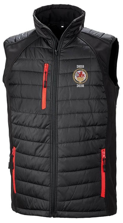 Class 20 Lion and Wheel Black red Body Warmer