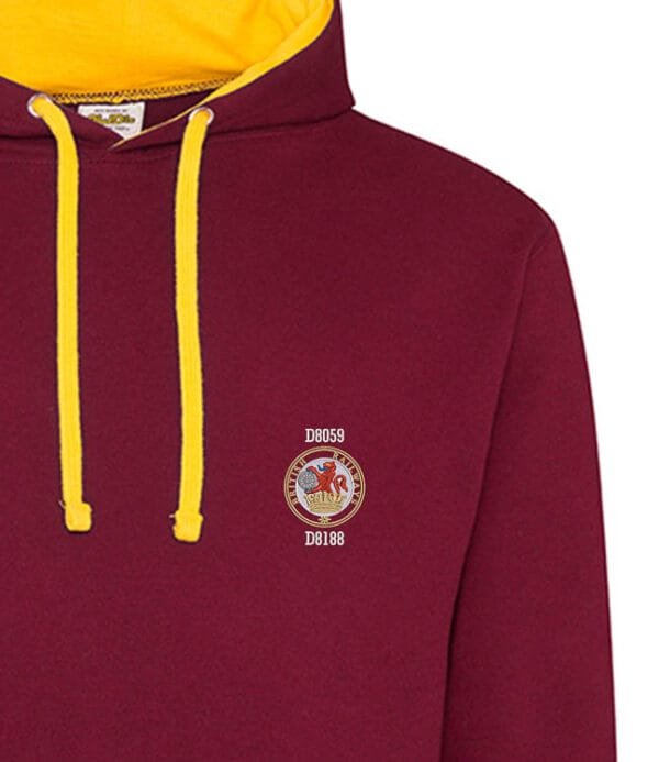 Class 20 Lion and Wheel burgundy gold Hoodie