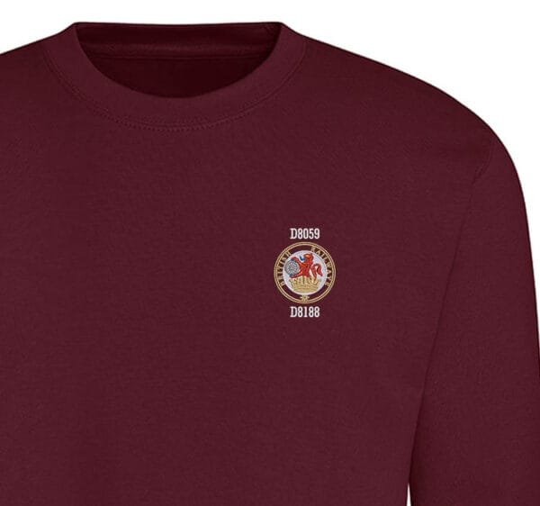 D8059 D8188 Lion and Wheel Burgundy Sweatshirt