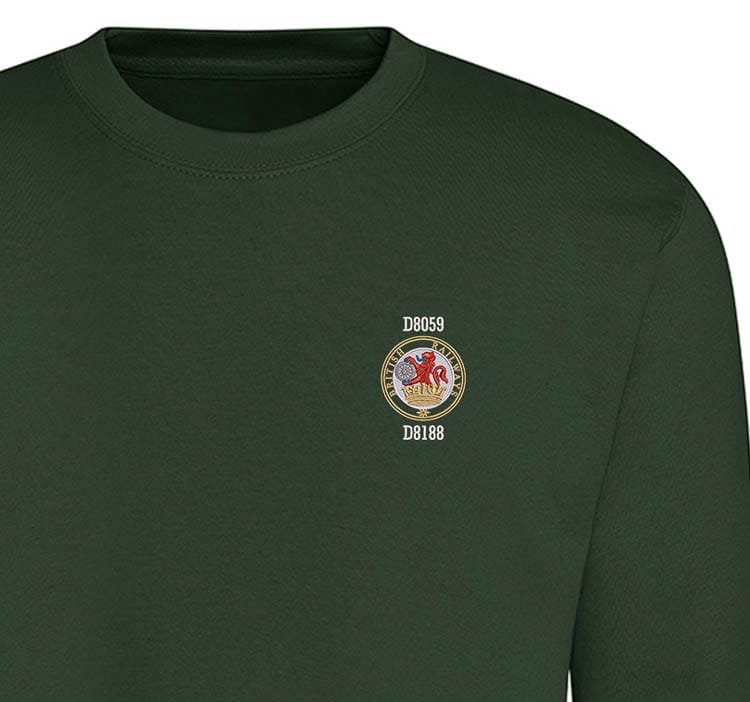 D8059 D8188 Lion and Wheel Forest Green Sweatshirt D8059 D8188 Lion and Wheel Forest Green Sweatshirt