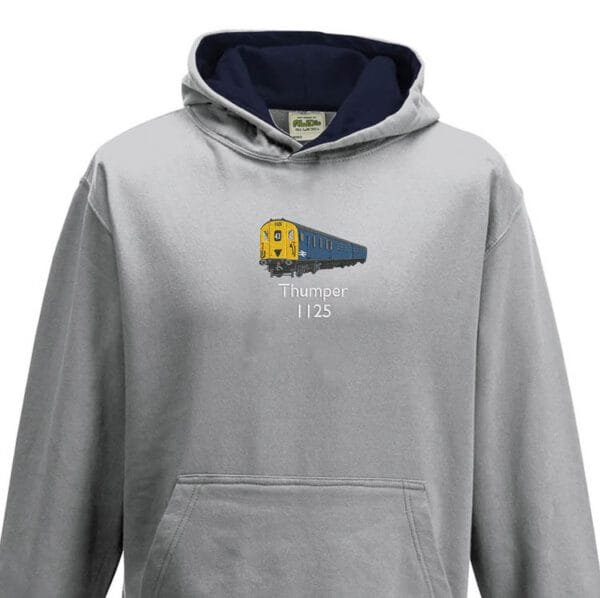 1125 Retro Kids Grey Navy Hoodie