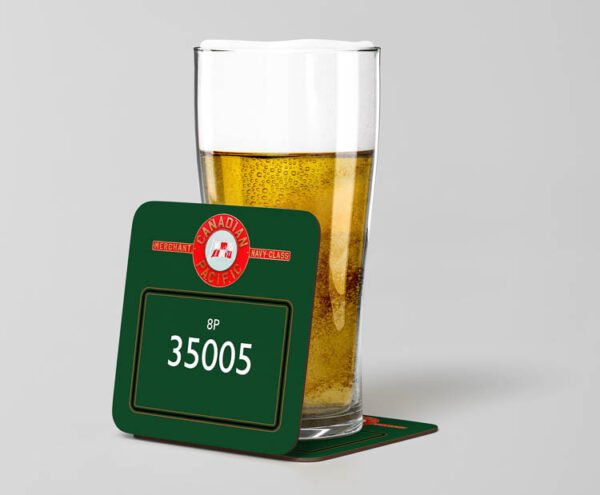 35005 with name lined BR Green Beer Coaster