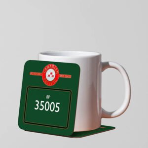 35005 with name lined BR Green Mug Coaster