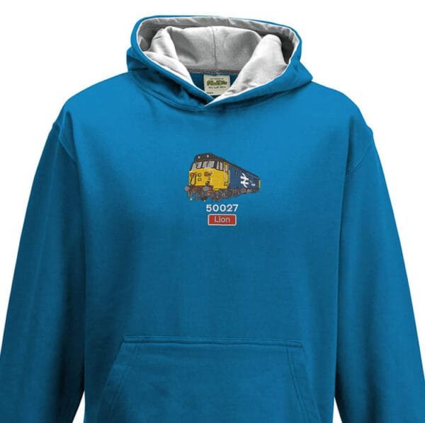 50027 retro Kids Sapphire Blue Grey Hoodie