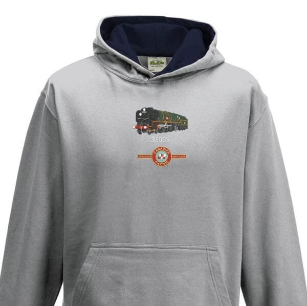 Canadian Pacific Kids Grey Navy Hoodie