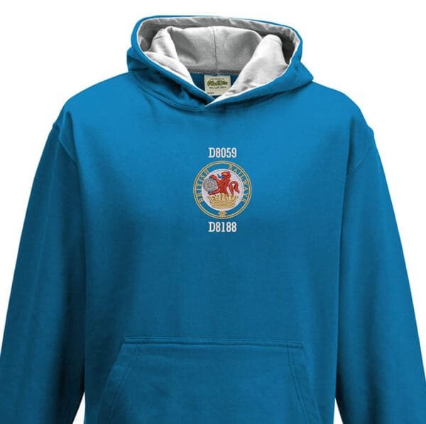 D8059 British Railways Kids Sapphire Blue Grey Hoodie