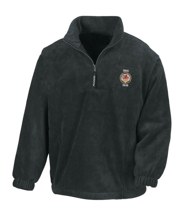 Lion and wheel logo Black Zip Neck Fleece