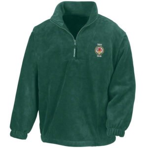 Lion and wheel logo Forest Green Zip Neck Fleece