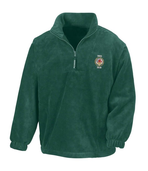 Lion and wheel logo Forest Green Zip Neck Fleece
