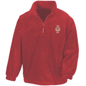 Lion and wheel logo Red Zip Neck Fleece