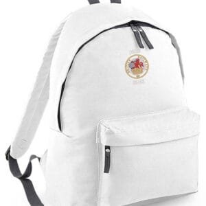Lion and wheel logo White Backpack